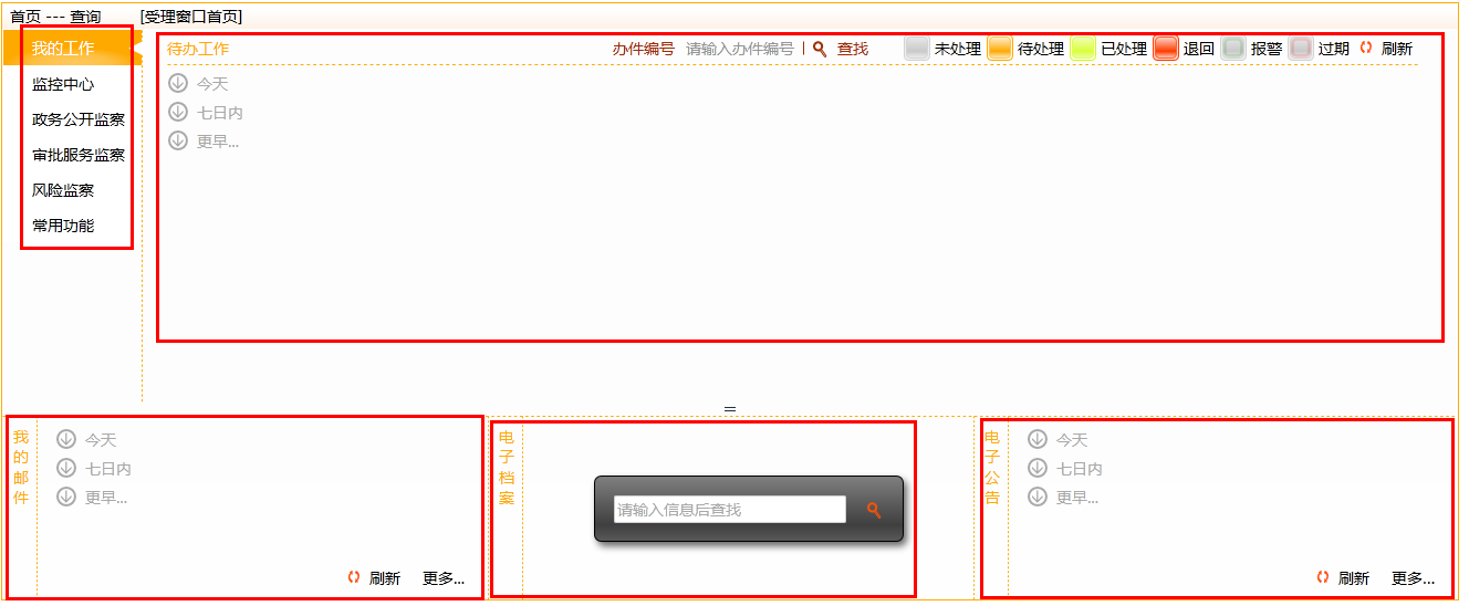 OA業(yè)務(wù)大廳辦公人員登錄系統(tǒng)以后首頁(yè)工作臺(tái)